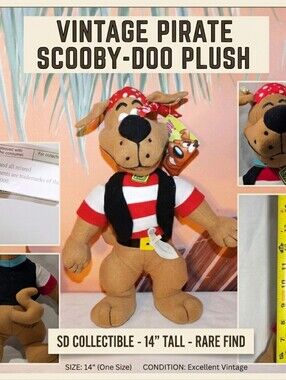Scooby-Doo Pirate Plush Stuffed Animal Cartoon Toy - 2000